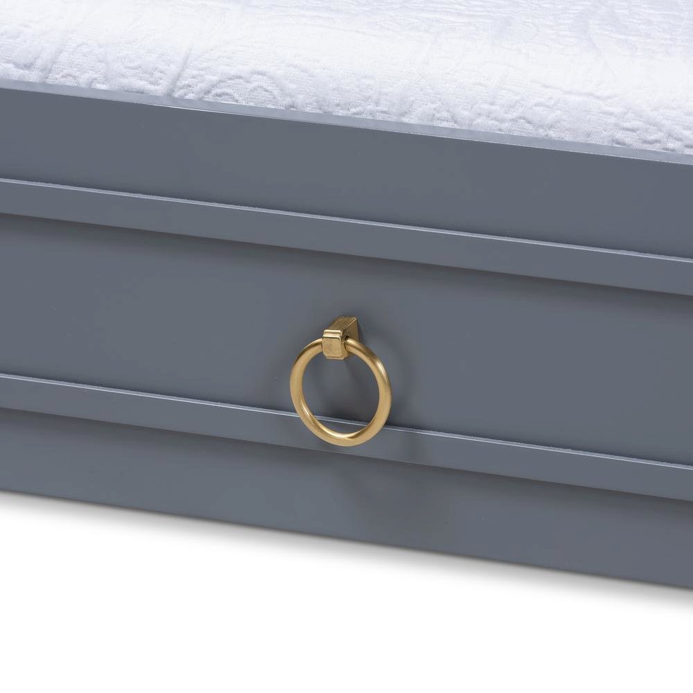 Mariana Classic and Traditional Grey Finished Wood Twin Size Trundle. Picture 11