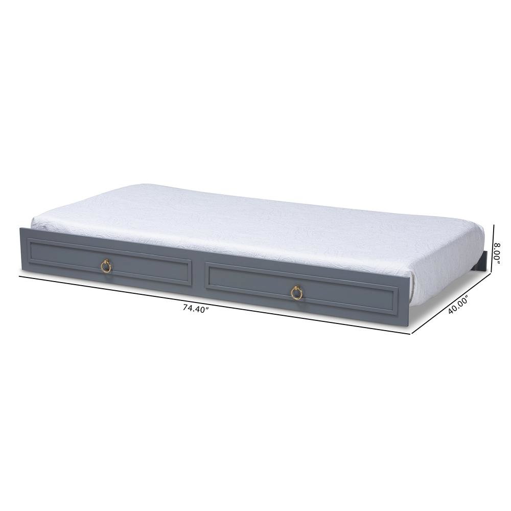 Mariana Classic and Traditional Grey Finished Wood Twin Size Trundle. Picture 14