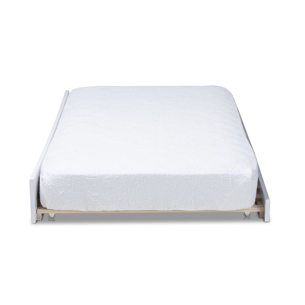 Baxton Studio Neves Cottage Farmhouse White Finished Wood Twin Size Trundle. Picture 9