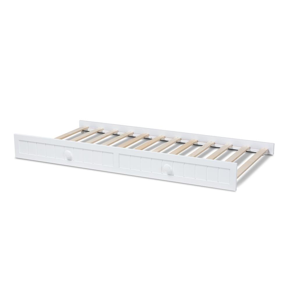 Baxton Studio Neves Cottage Farmhouse White Finished Wood Twin Size Trundle. Picture 10