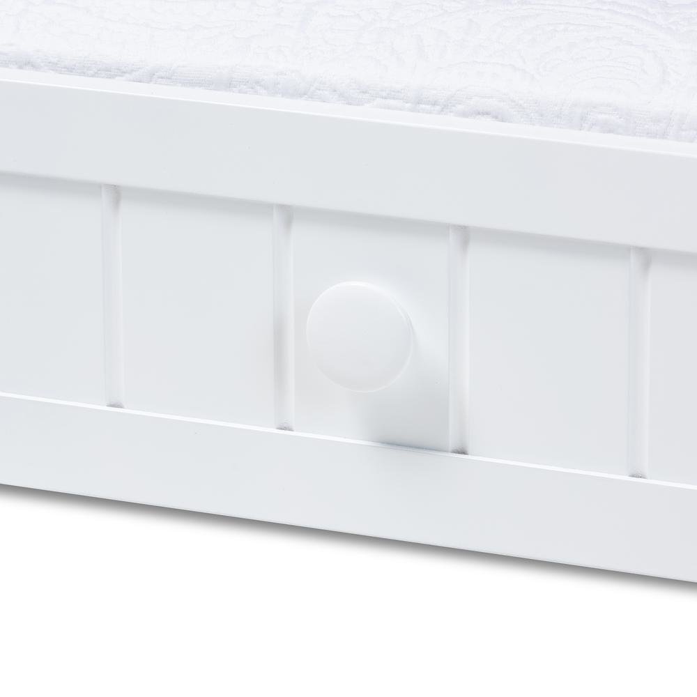 Baxton Studio Neves Cottage Farmhouse White Finished Wood Twin Size Trundle. Picture 11