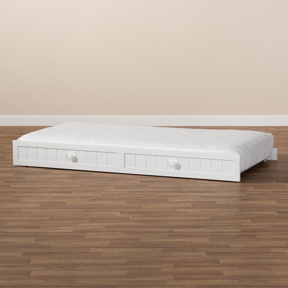 Baxton Studio Neves Cottage Farmhouse White Finished Wood Twin Size Trundle. Picture 13