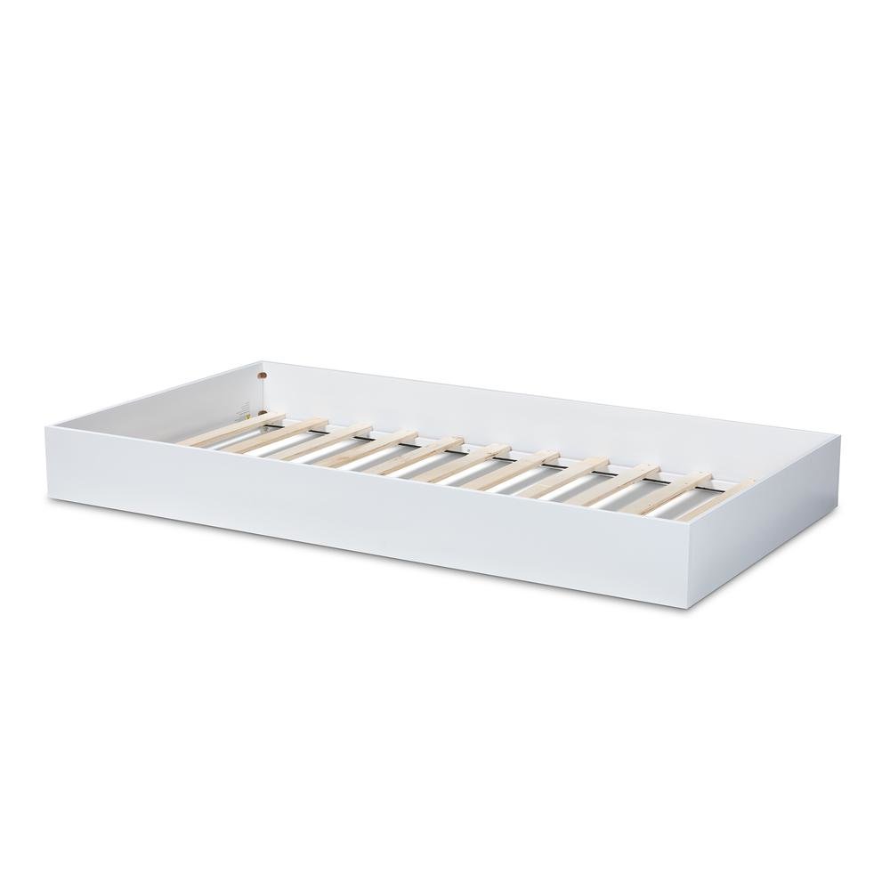 Renata Modern and Contemporary White Finished Wood Twin Size Trundle. Picture 9