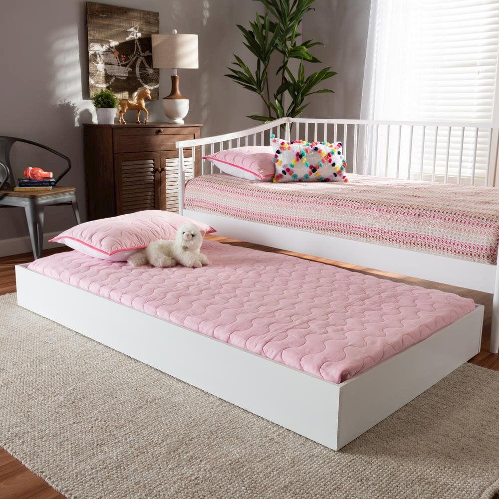 Renata Modern and Contemporary White Finished Wood Twin Size Trundle. Picture 10