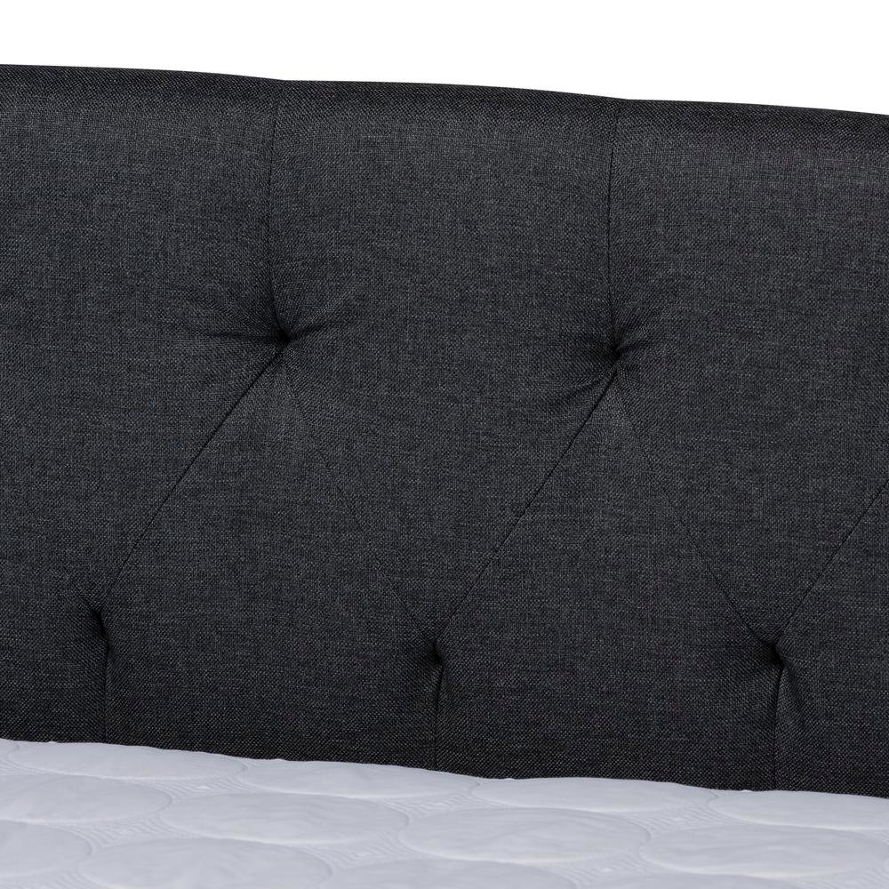 Dark Grey Fabric Upholstered Full Size Daybed with Roll-Out Trundle Bed. Picture 17