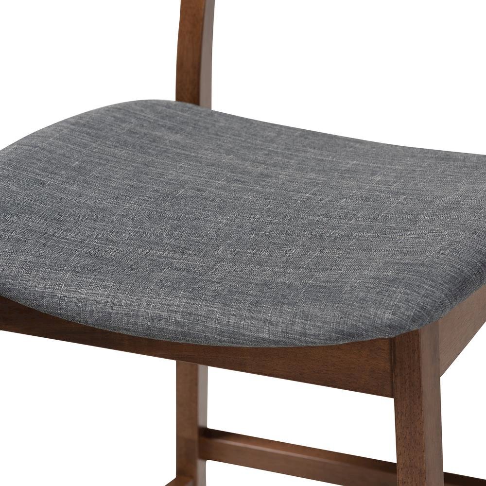 Dark Grey Fabric Upholstered Walnut Finished 2-Piece Wood Counter Stool Set. Picture 14