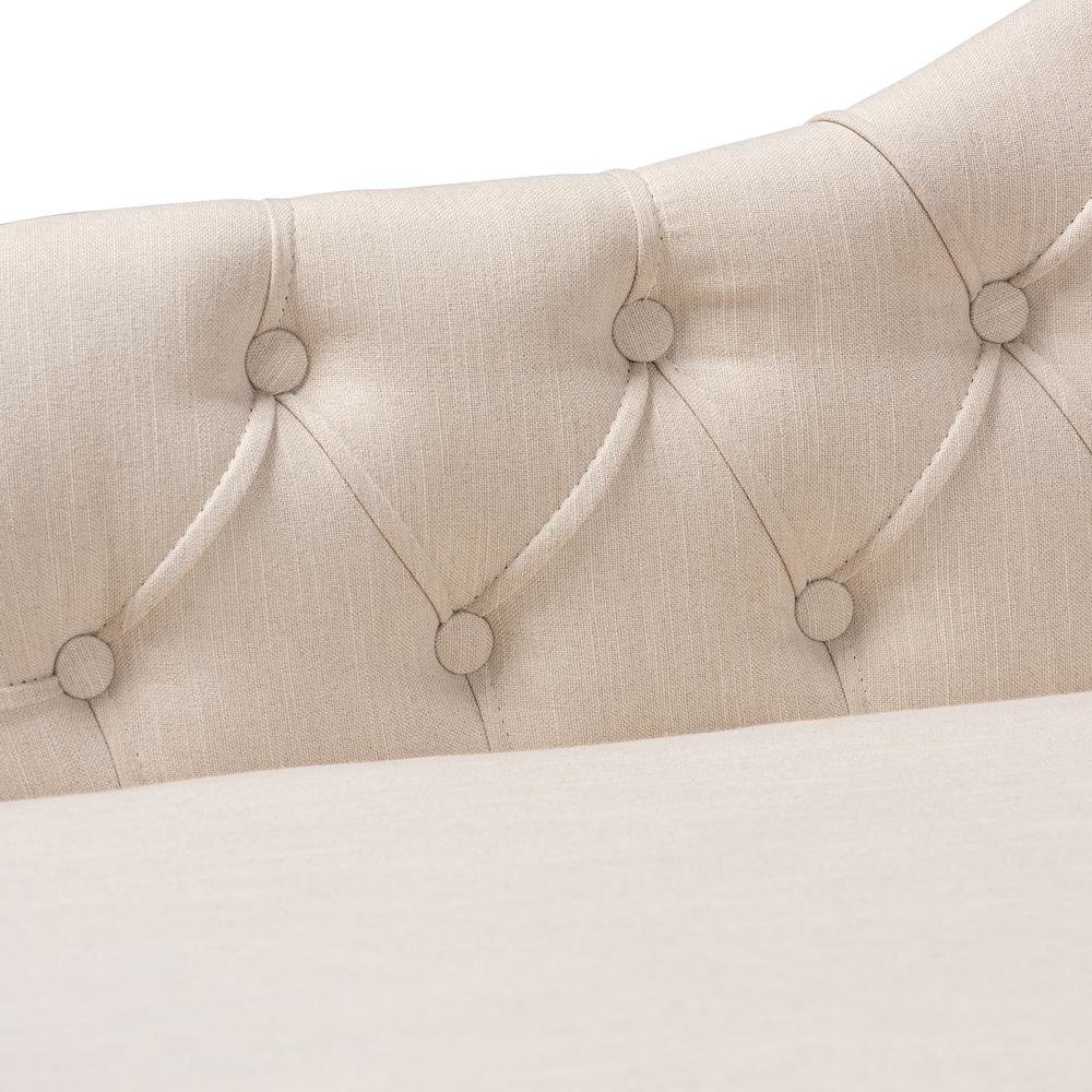 Beige Fabric Upholstered Oak Finished Chaise Lounge. Picture 14