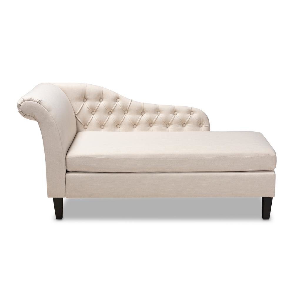 Beige Fabric Upholstered Black Finished Chaise Lounge. Picture 11
