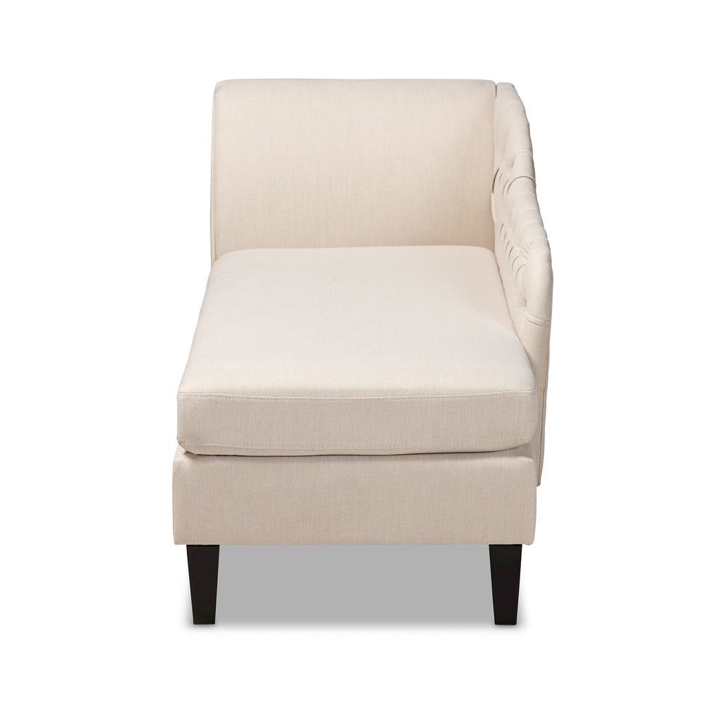 Beige Fabric Upholstered Black Finished Chaise Lounge. Picture 12