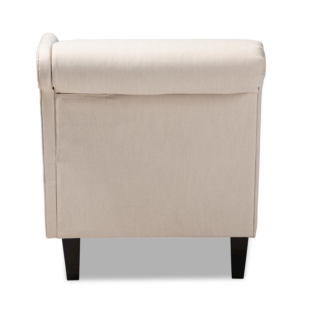 Beige Fabric Upholstered Black Finished Chaise Lounge. Picture 13