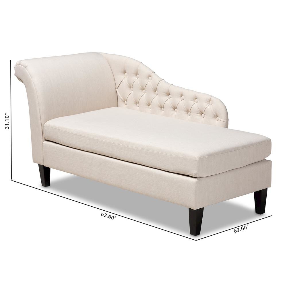Beige Fabric Upholstered Black Finished Chaise Lounge. Picture 18