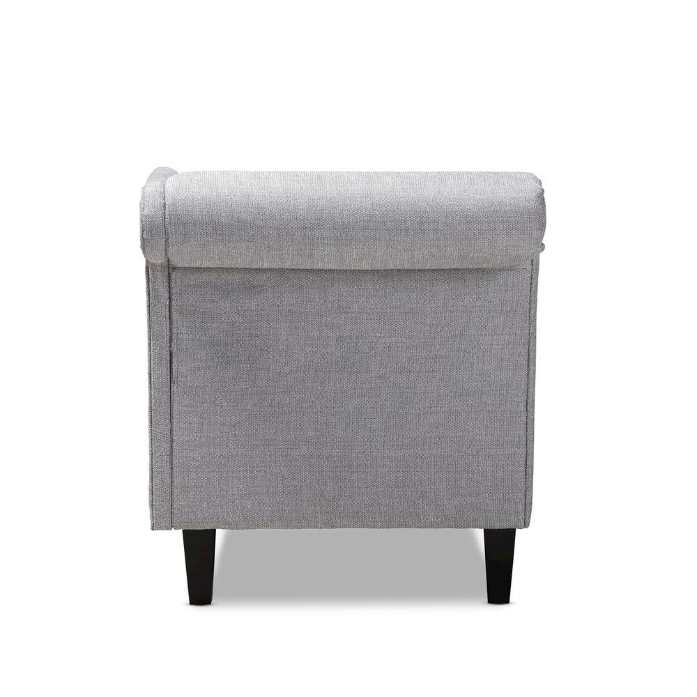 Grey Fabric Upholstered Black Finished Chaise Lounge. Picture 13
