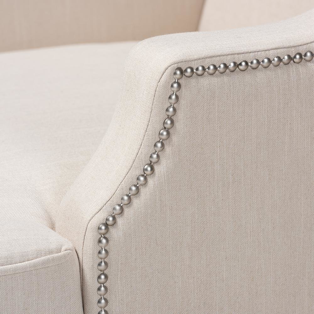 Beige Fabric Upholstered Wenge Brown Finished Chaise Lounge. Picture 14