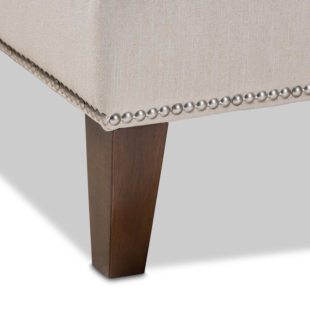 Beige Fabric Upholstered Wenge Brown Finished Chaise Lounge. Picture 15