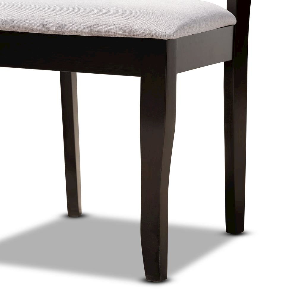 Grey Fabric Upholstered and Dark Brown Finished Wood 5-Piece Dining Set. Picture 15