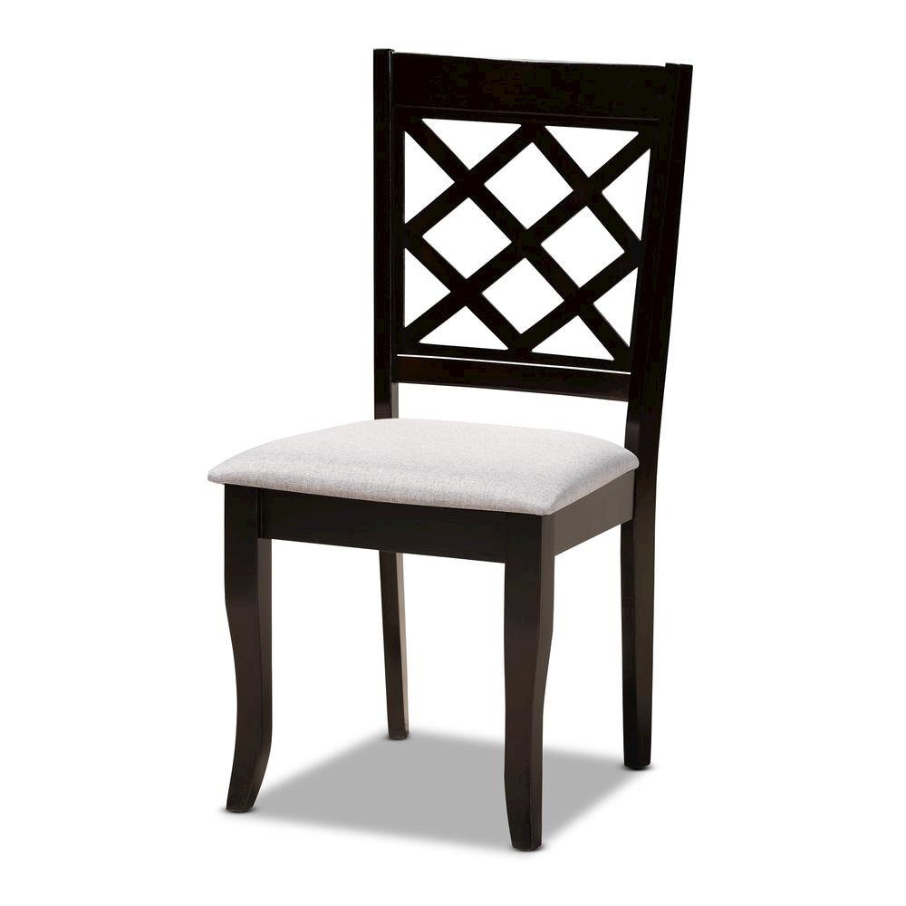 Grey Fabric Upholstered and Dark Brown Finished Wood 5-Piece Dining Set. Picture 11