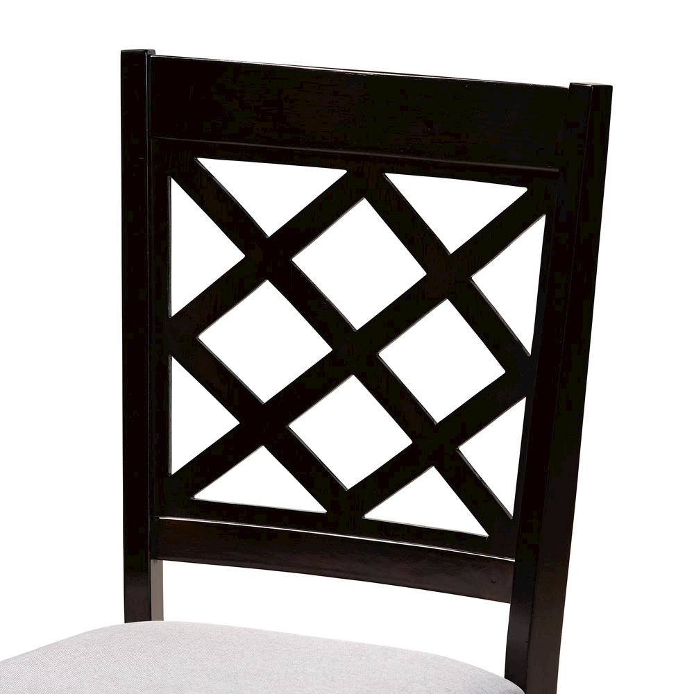 Grey Fabric Upholstered and Dark Brown Finished Wood 5-Piece Dining Set. Picture 14