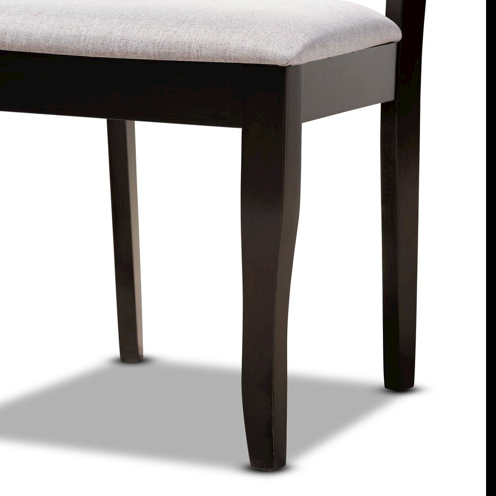 Grey Fabric Upholstered and Dark Brown Finished Wood 5-Piece Dining Set. Picture 15