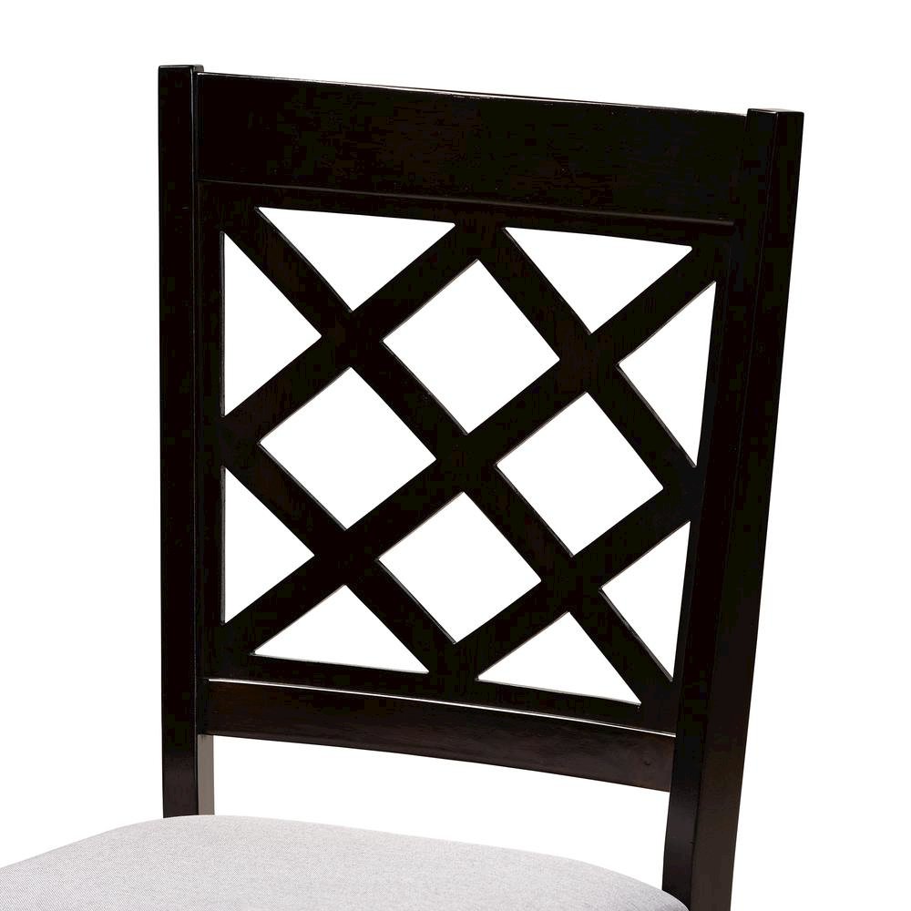 Grey Fabric Upholstered and Dark Brown Finished Wood 5-Piece Dining Set. Picture 14