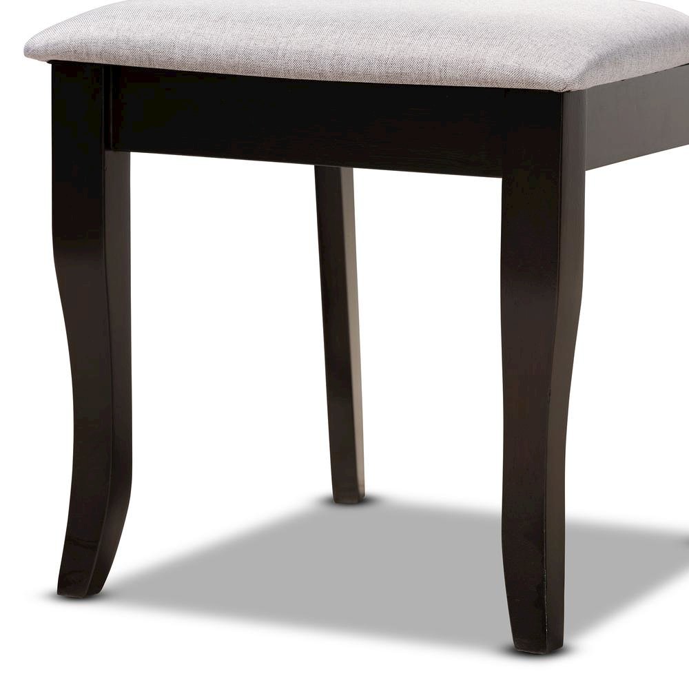 Grey Fabric Upholstered and Dark Brown Finished Wood 5-Piece Dining Set. Picture 15