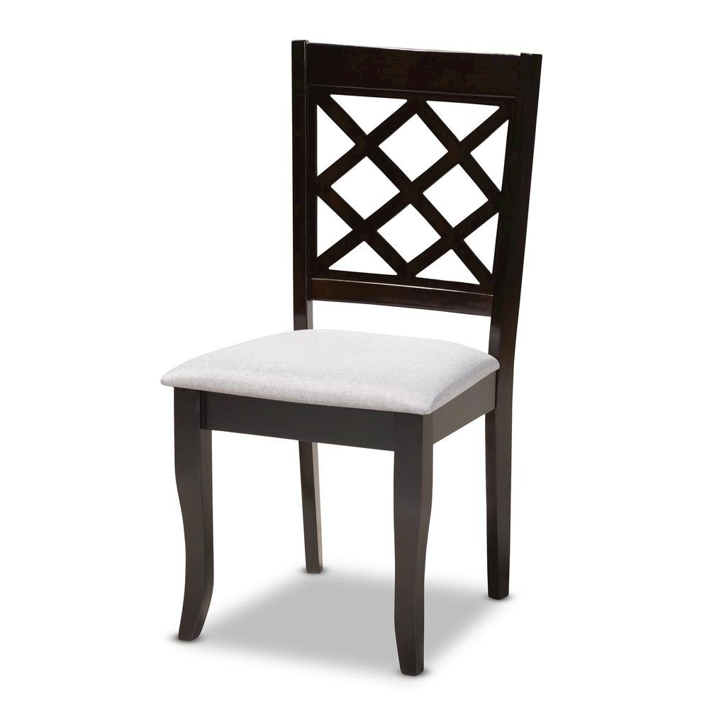 Grey Fabric Upholstered Espresso Brown Finished Wood Dining Chair Set of 4. Picture 8