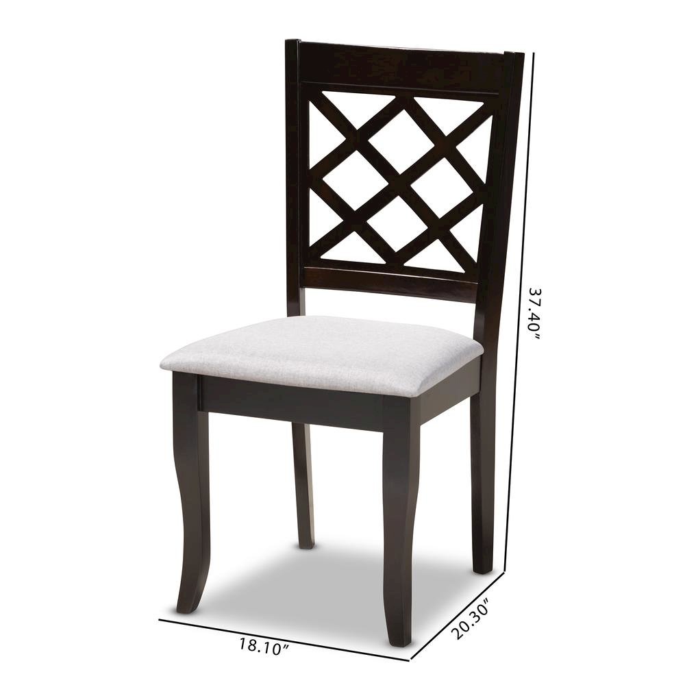 Grey Fabric Upholstered Espresso Brown Finished Wood Dining Chair Set of 4. Picture 12