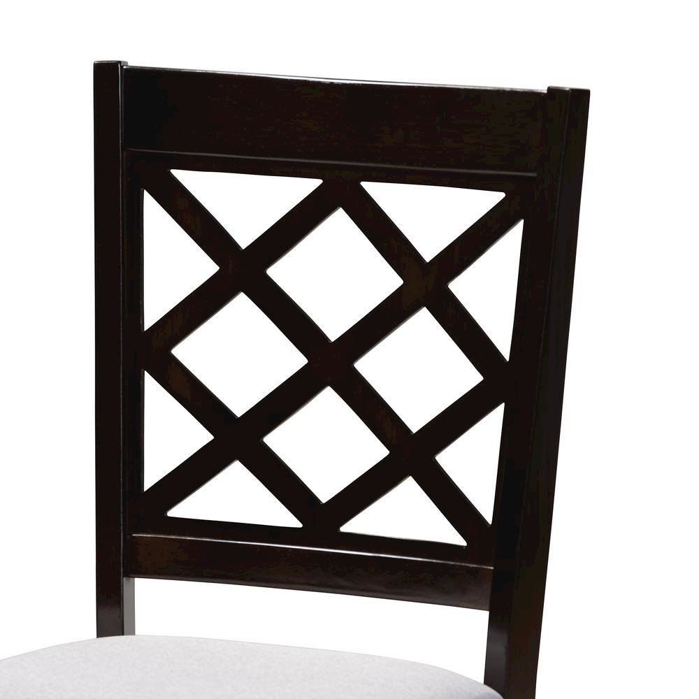 Grey Fabric Upholstered Espresso Brown Finished 5-Piece Wood Dining Set. Picture 11