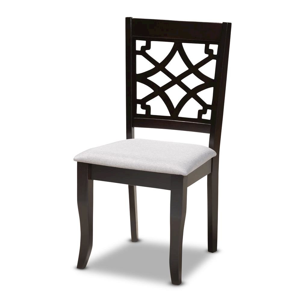 Grey Fabric Upholstered and Dark Brown Finished Wood 5-Piece Dining Set. Picture 10