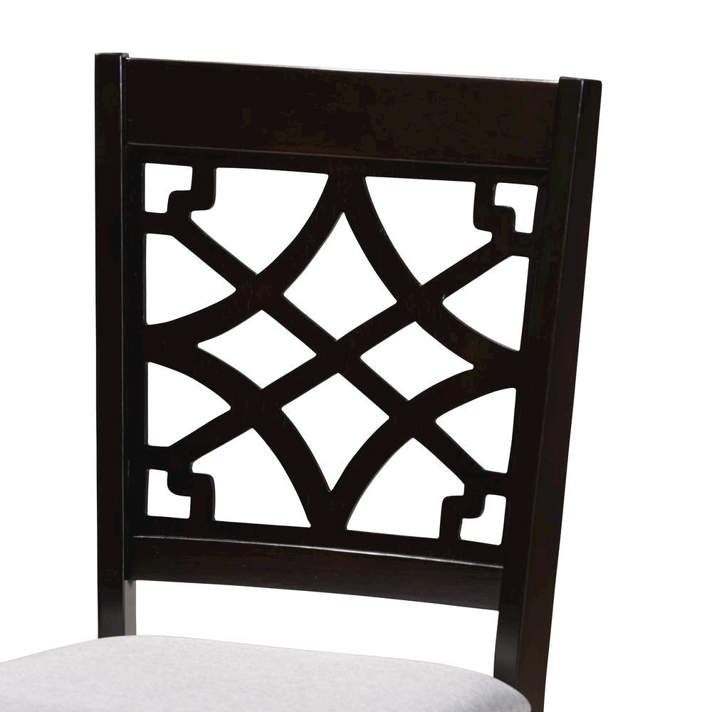 Grey Fabric Upholstered and Dark Brown Finished Wood 5-Piece Dining Set. Picture 13