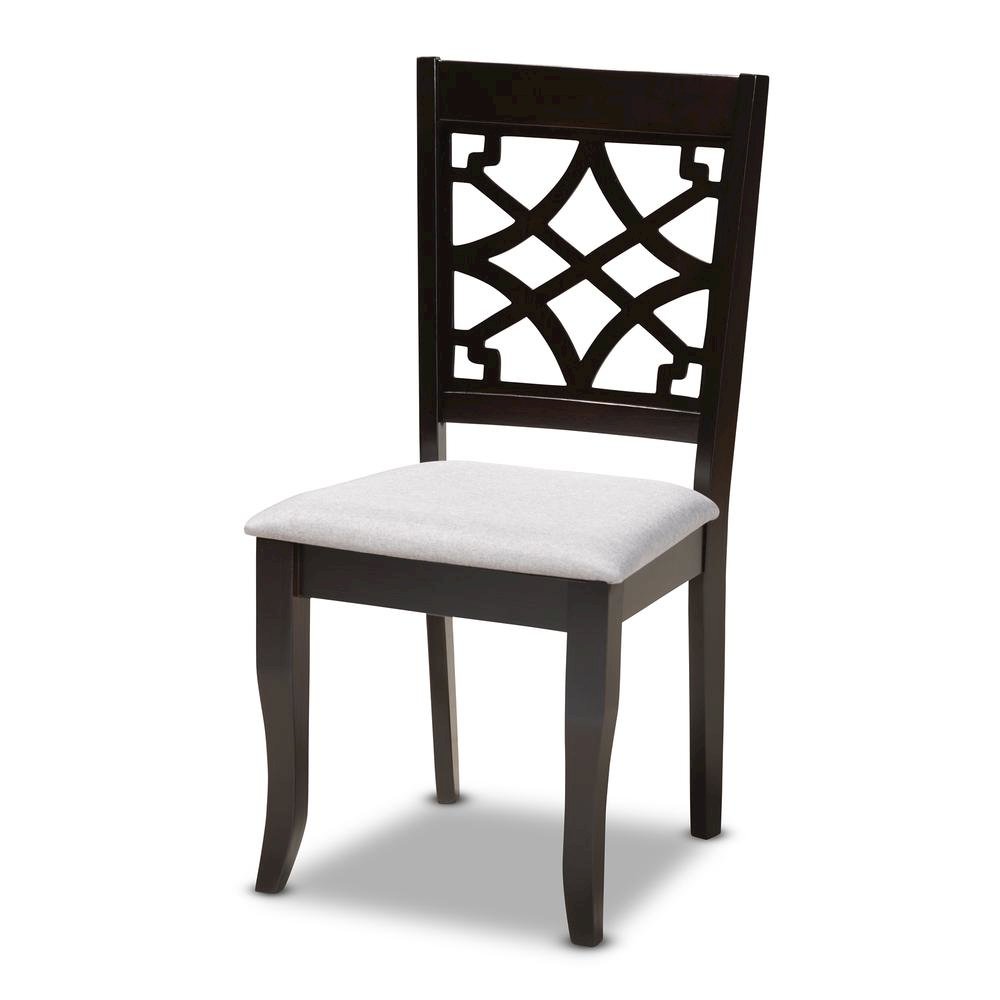 Grey Fabric Upholstered Espresso Brown Finished Wood Dining Chair Set of 4. Picture 8