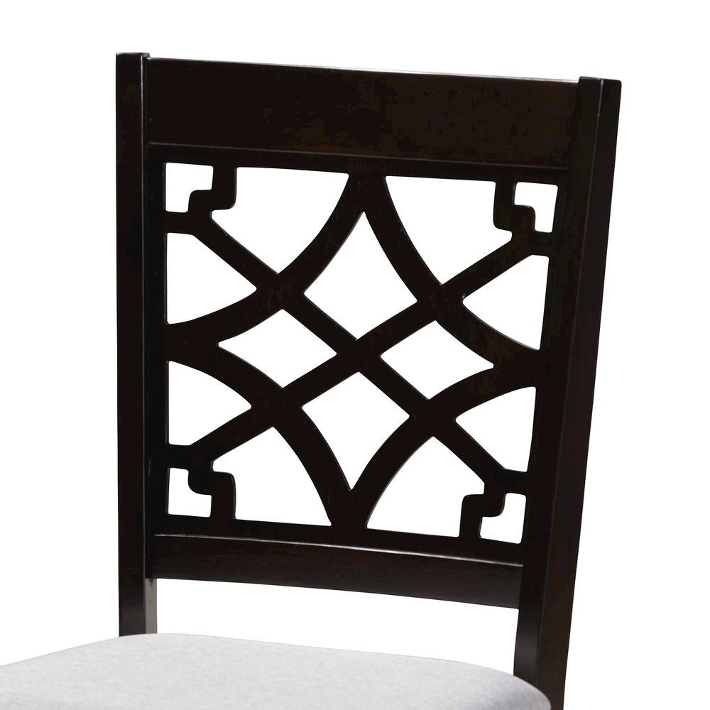 Grey Fabric Upholstered Espresso Brown Finished Wood Dining Chair Set of 4. Picture 9