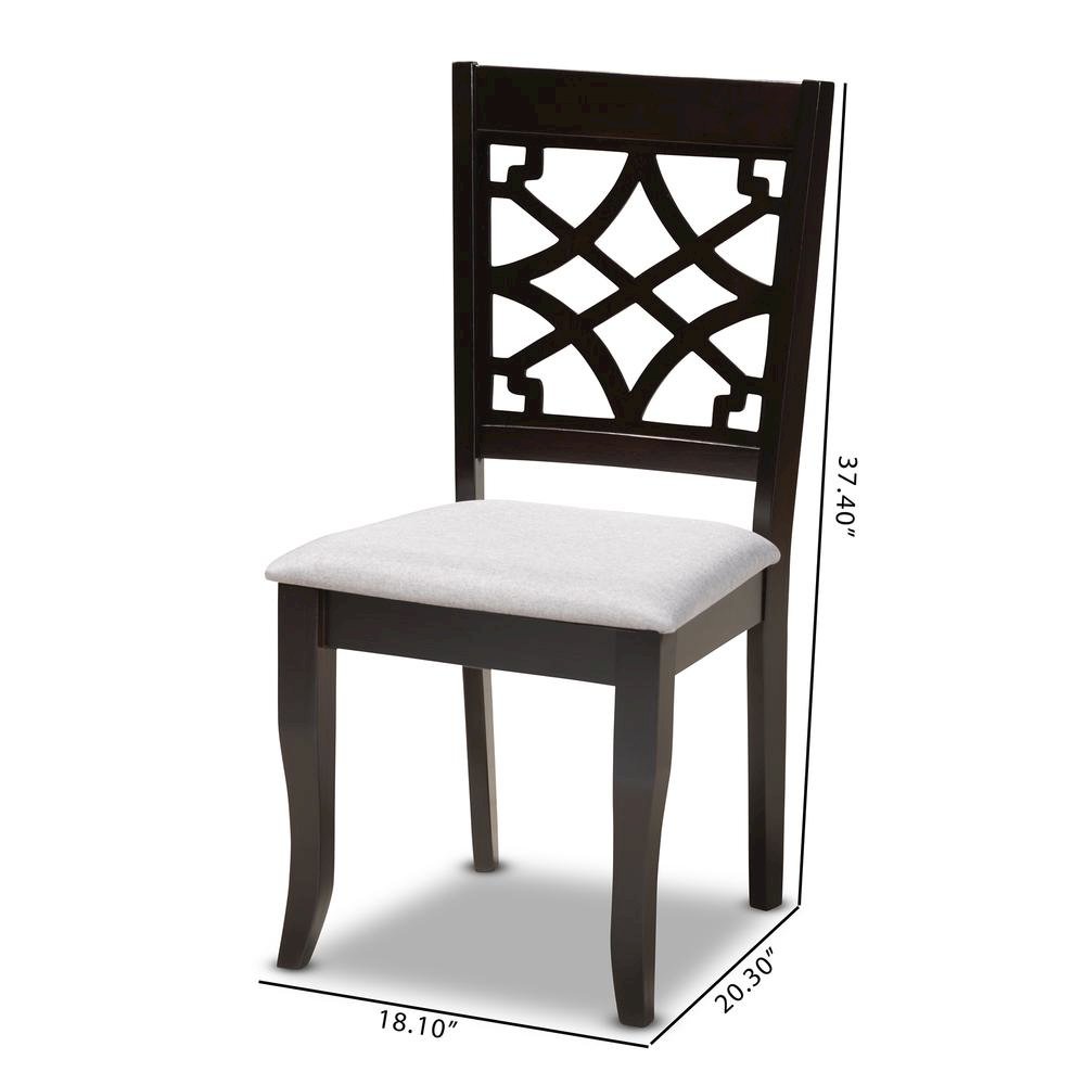 Grey Fabric Upholstered Espresso Brown Finished Wood Dining Chair Set of 4. Picture 12