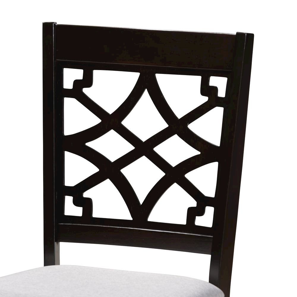 Grey Fabric Upholstered Espresso Brown Finished 5-Piece Wood Dining Set. Picture 11