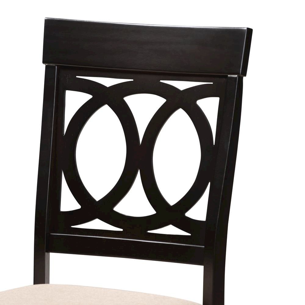 Jessie Modern Sand Fabric and Dark Brown Finished Wood 5-Piece Dining Set. Picture 15
