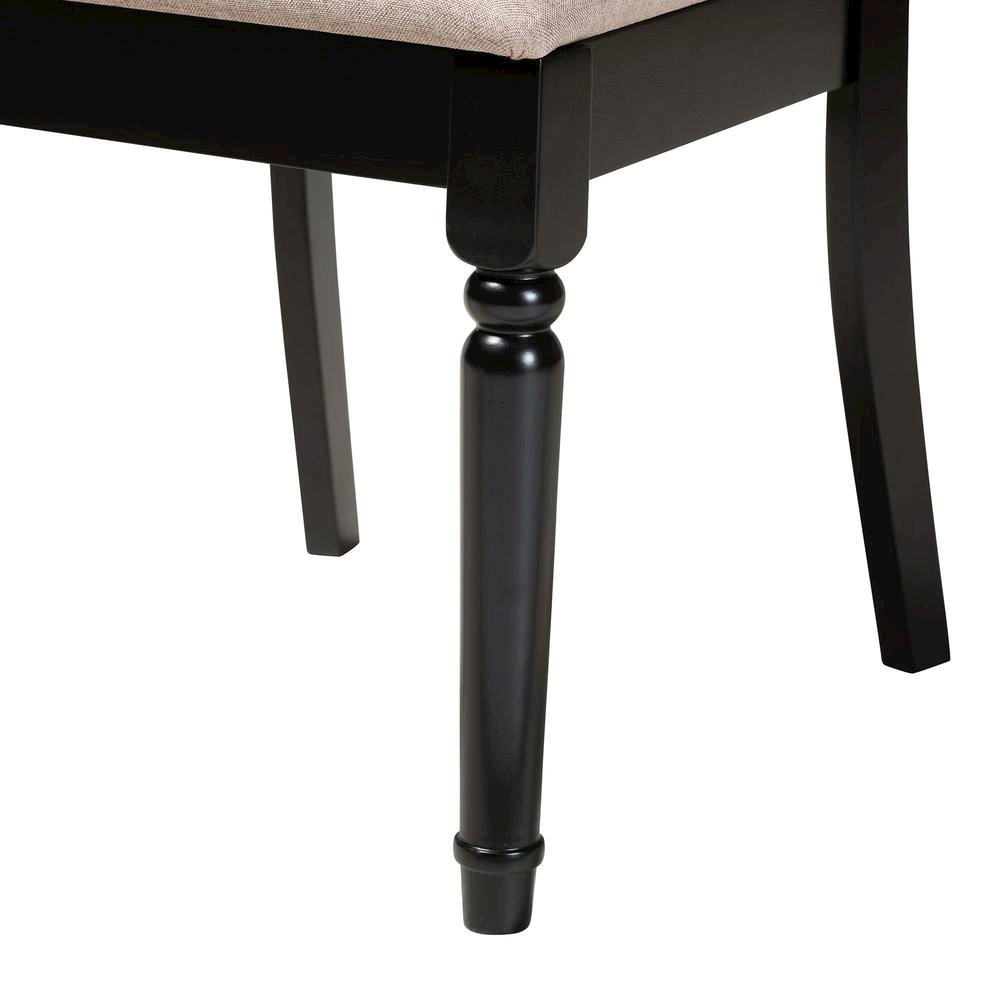 Jessie Modern Sand Fabric and Dark Brown Finished Wood 5-Piece Dining Set. Picture 16