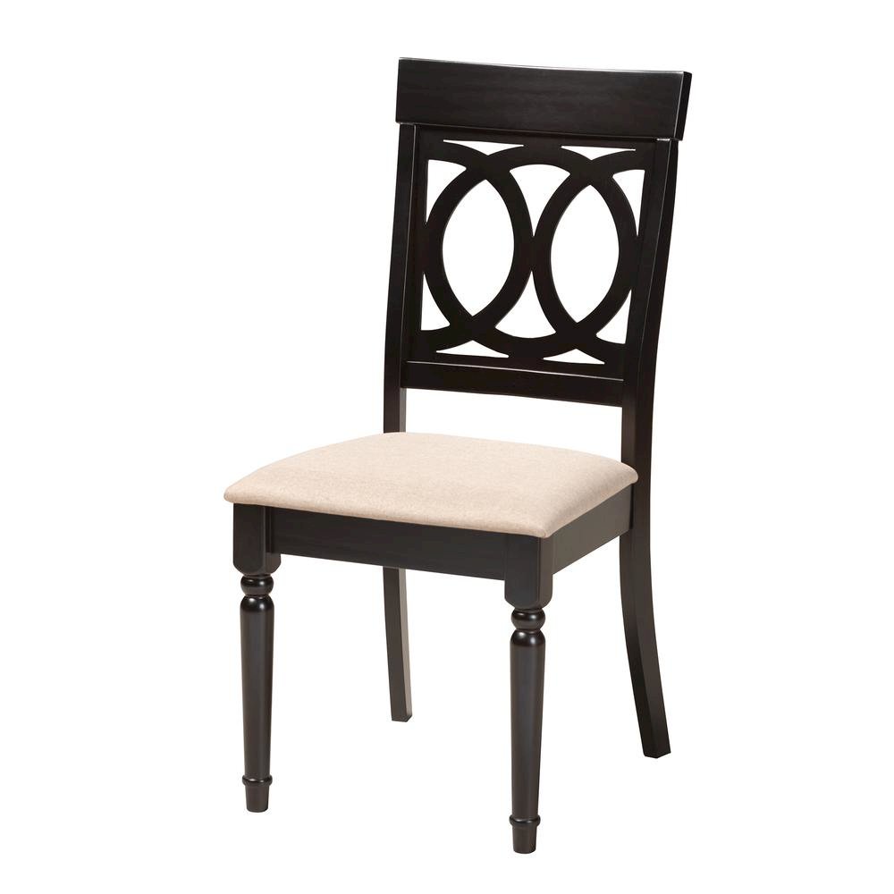 Estelle Modern Beige Fabric and Dark Brown Finished Wood 5-Piece Dining Set. Picture 12