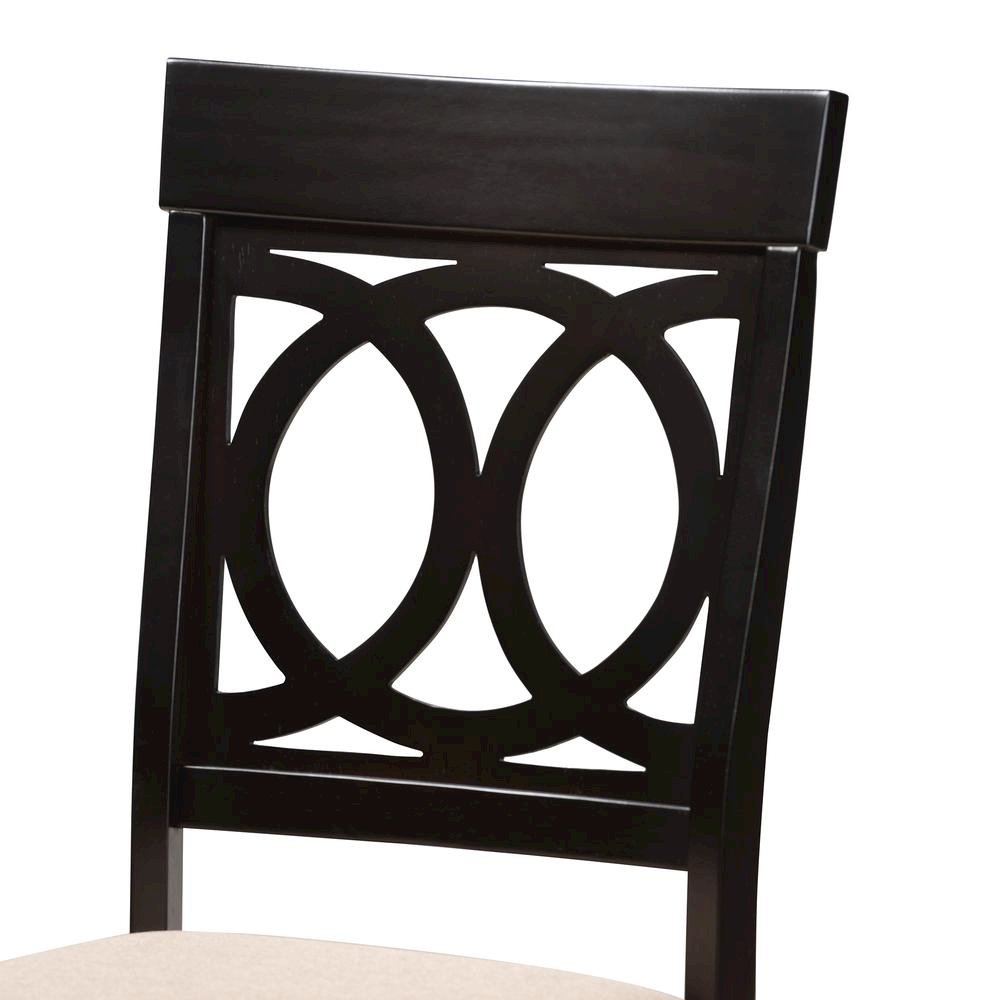 Estelle Modern Beige Fabric and Dark Brown Finished Wood 5-Piece Dining Set. Picture 15