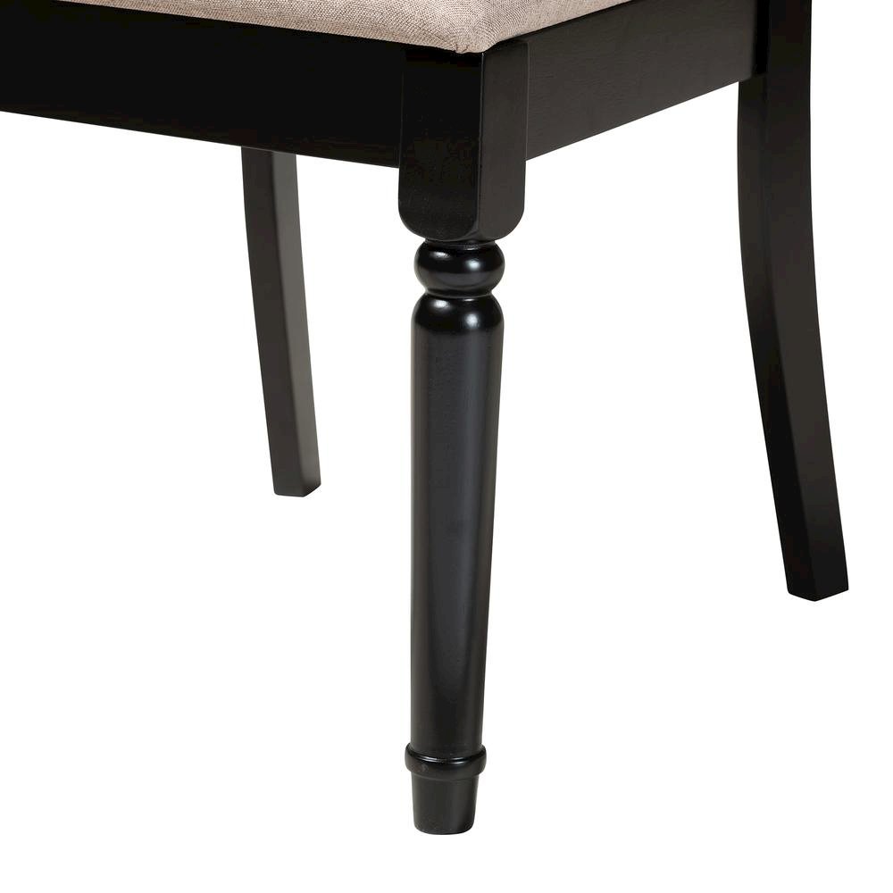 Estelle Modern Beige Fabric and Dark Brown Finished Wood 5-Piece Dining Set. Picture 16