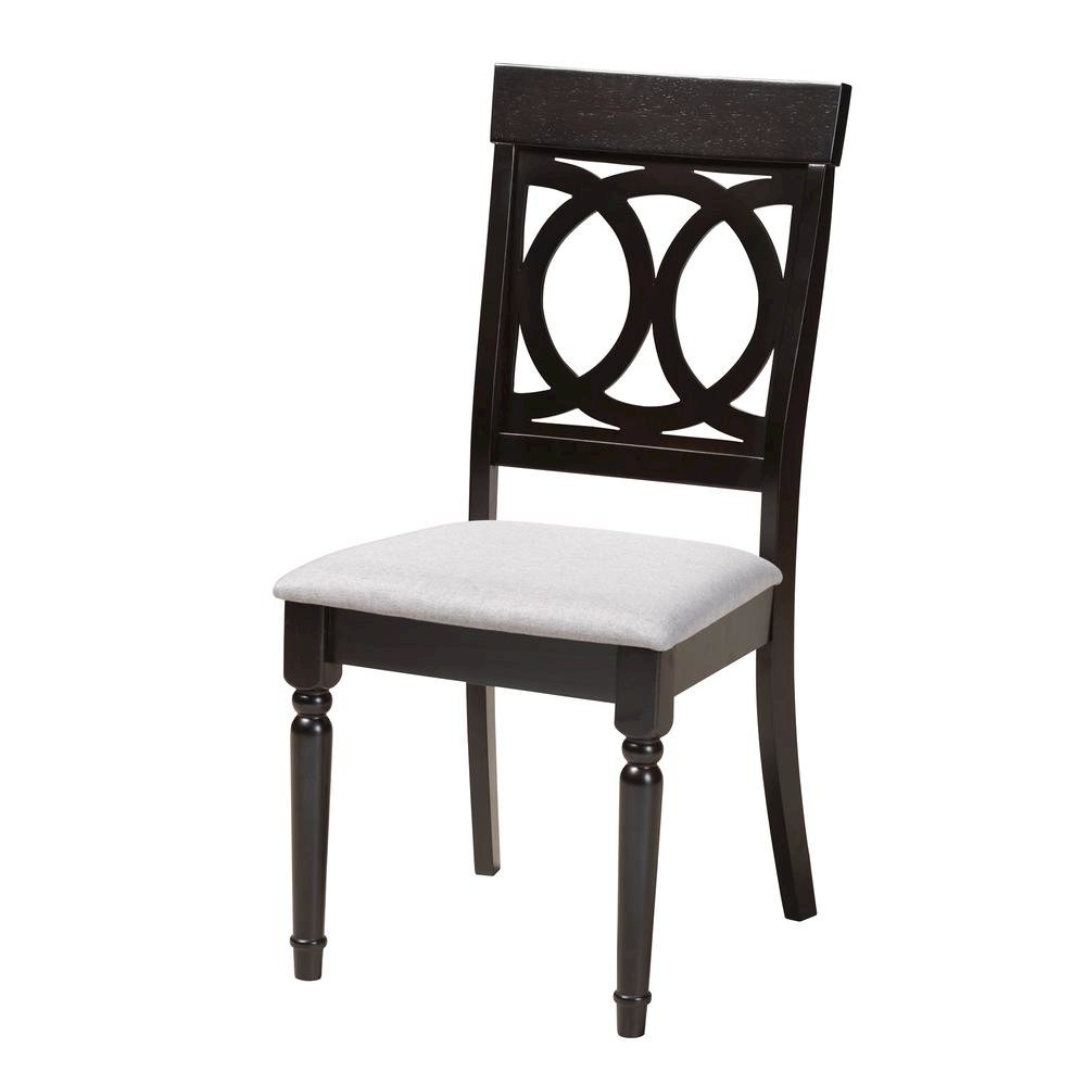 Estelle Modern Grey Fabric and Dark Brown Finished Wood 5-Piece Dining Set. Picture 12