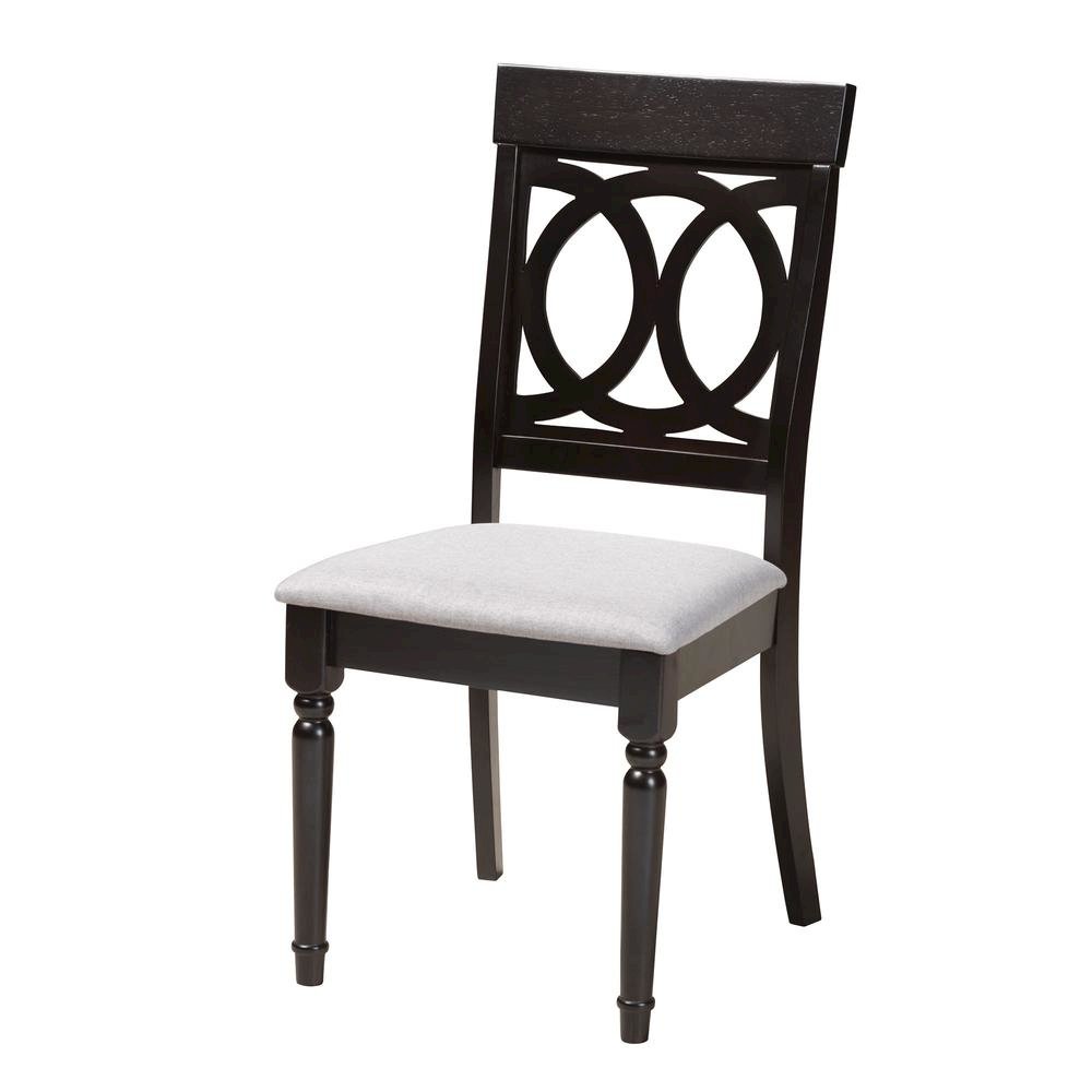 Velia Modern Grey Fabric and Dark Brown Finished Wood 5-Piece Dining Set. Picture 12