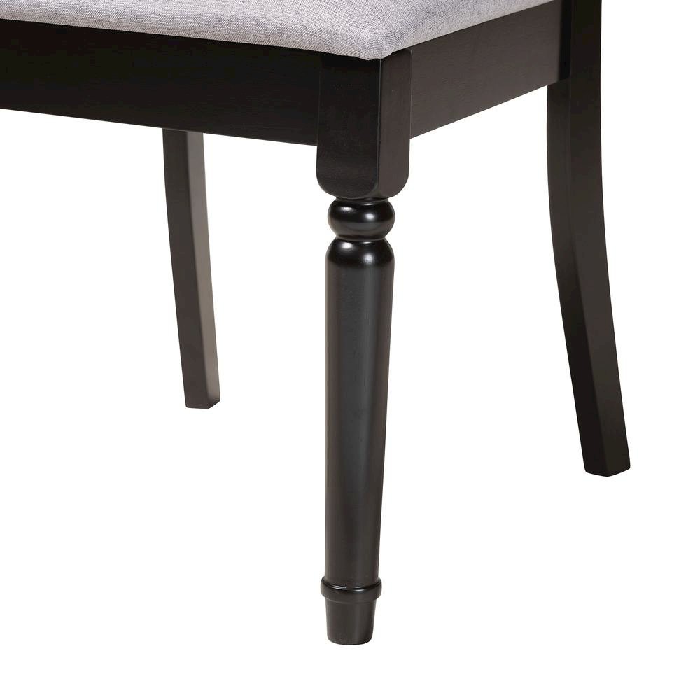 Velia Modern Grey Fabric and Dark Brown Finished Wood 5-Piece Dining Set. Picture 16