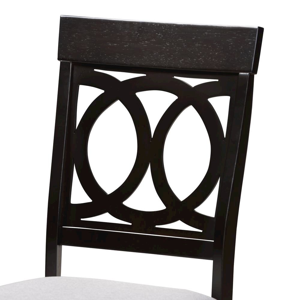 Grey Fabric Upholstered Espresso Brown Finished Wood Dining Chair Set of 4. Picture 9