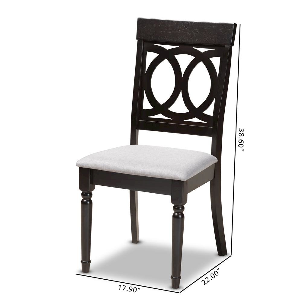 Grey Fabric Upholstered Espresso Brown Finished Wood Dining Chair Set of 4. Picture 12