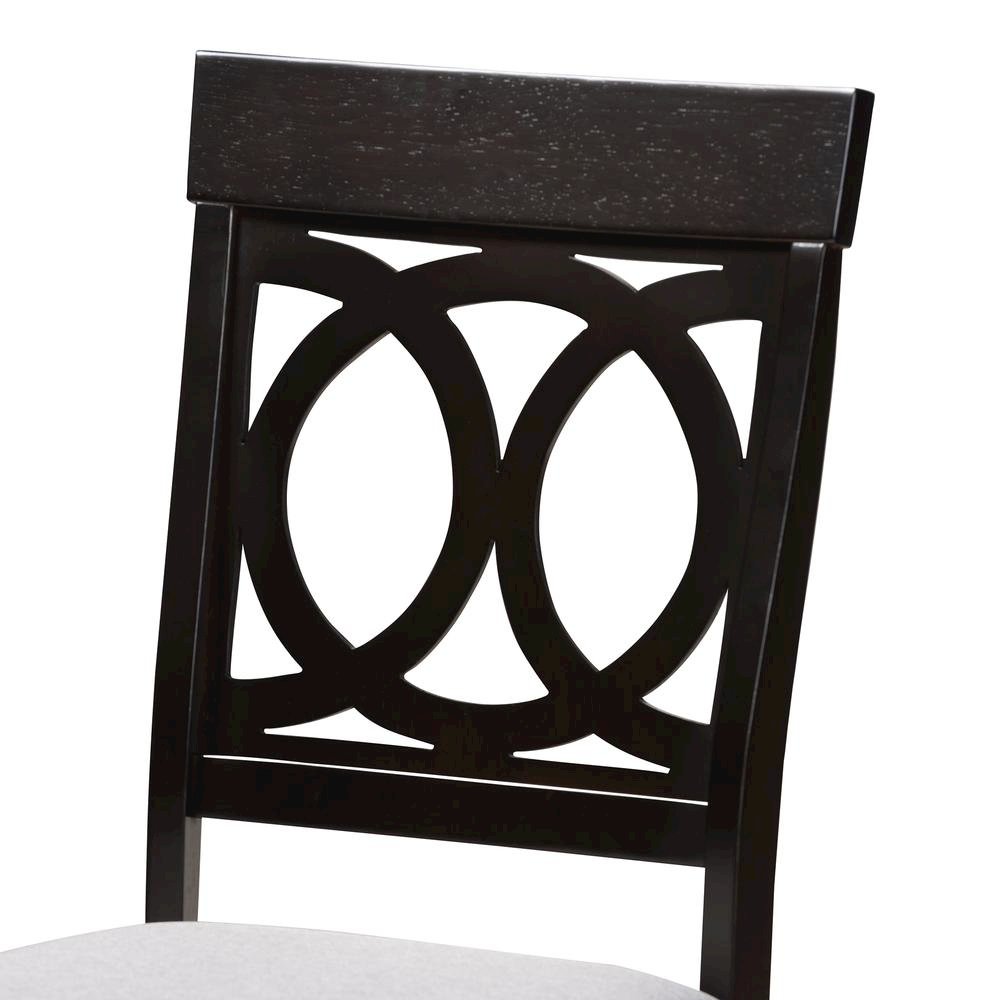 Grey Fabric Upholstered Espresso Brown Finished 5-Piece Wood Dining Set. Picture 11