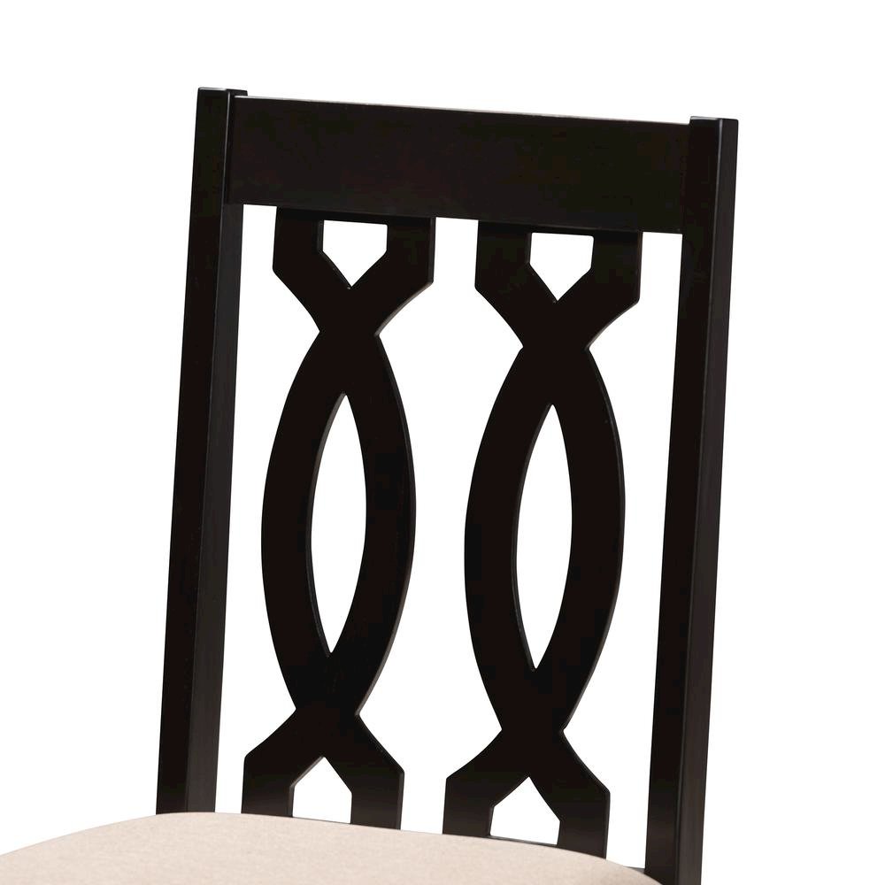 Sand Fabric Upholstered Espresso Brown Finished 5-Piece Wood Dining Set. Picture 11