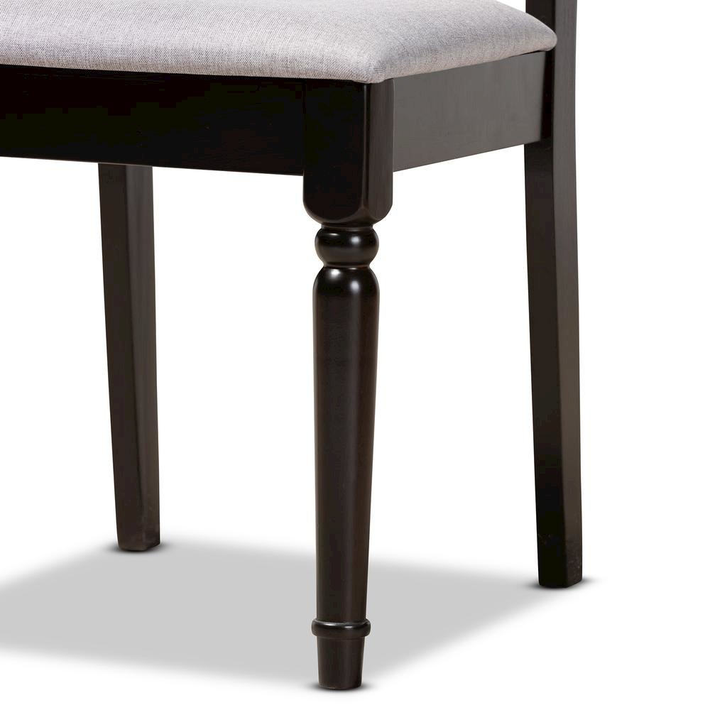 Grey Fabric Upholstered and Dark Brown Finished Wood 5-Piece Dining Set. Picture 15