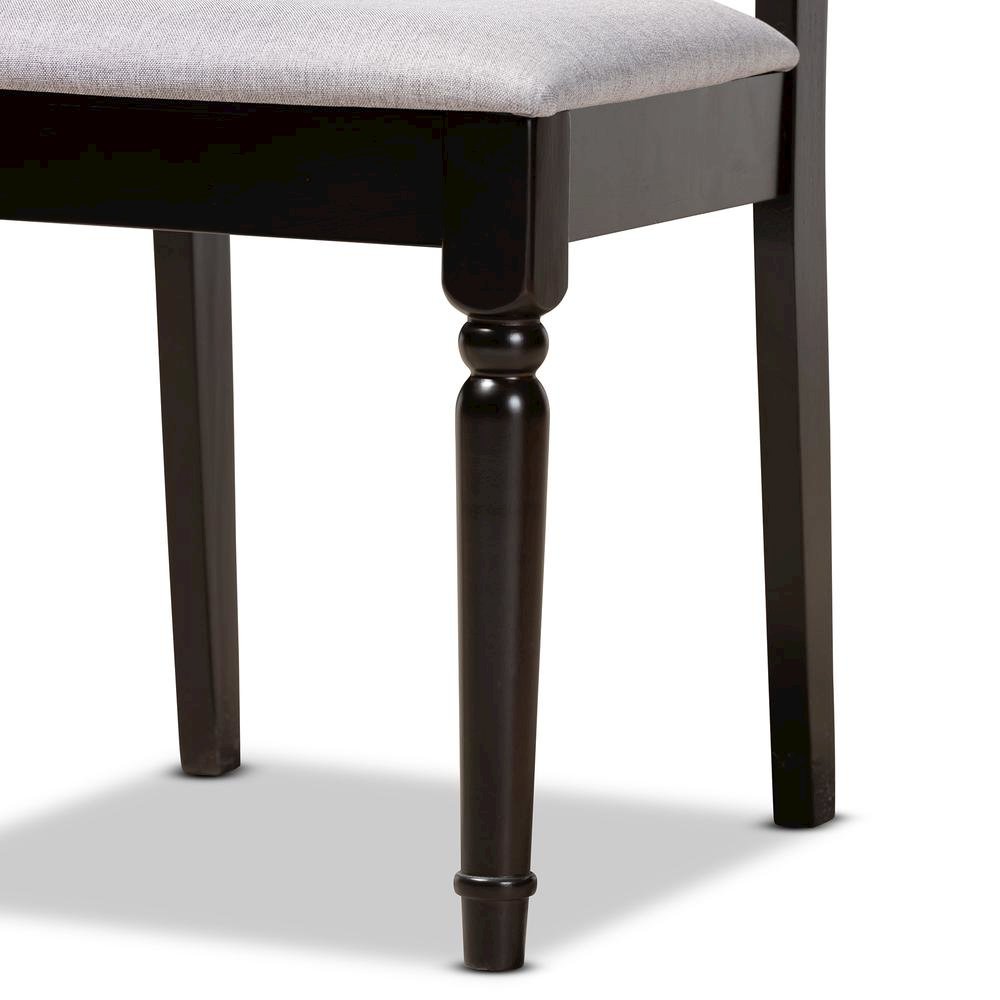 Grey Fabric Upholstered and Dark Brown Finished Wood 5-Piece Dining Set. Picture 15