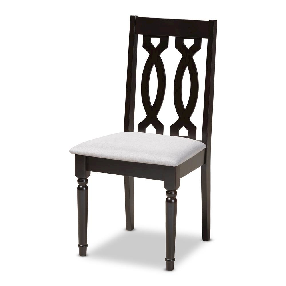 Grey Fabric Upholstered Espresso Brown Finished Wood Dining Chair Set of 4. Picture 8