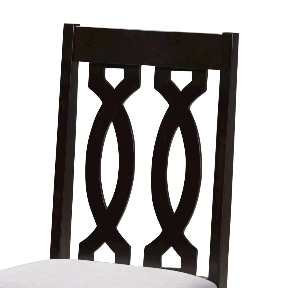 Grey Fabric Upholstered Espresso Brown Finished Wood Dining Chair Set of 4. Picture 9