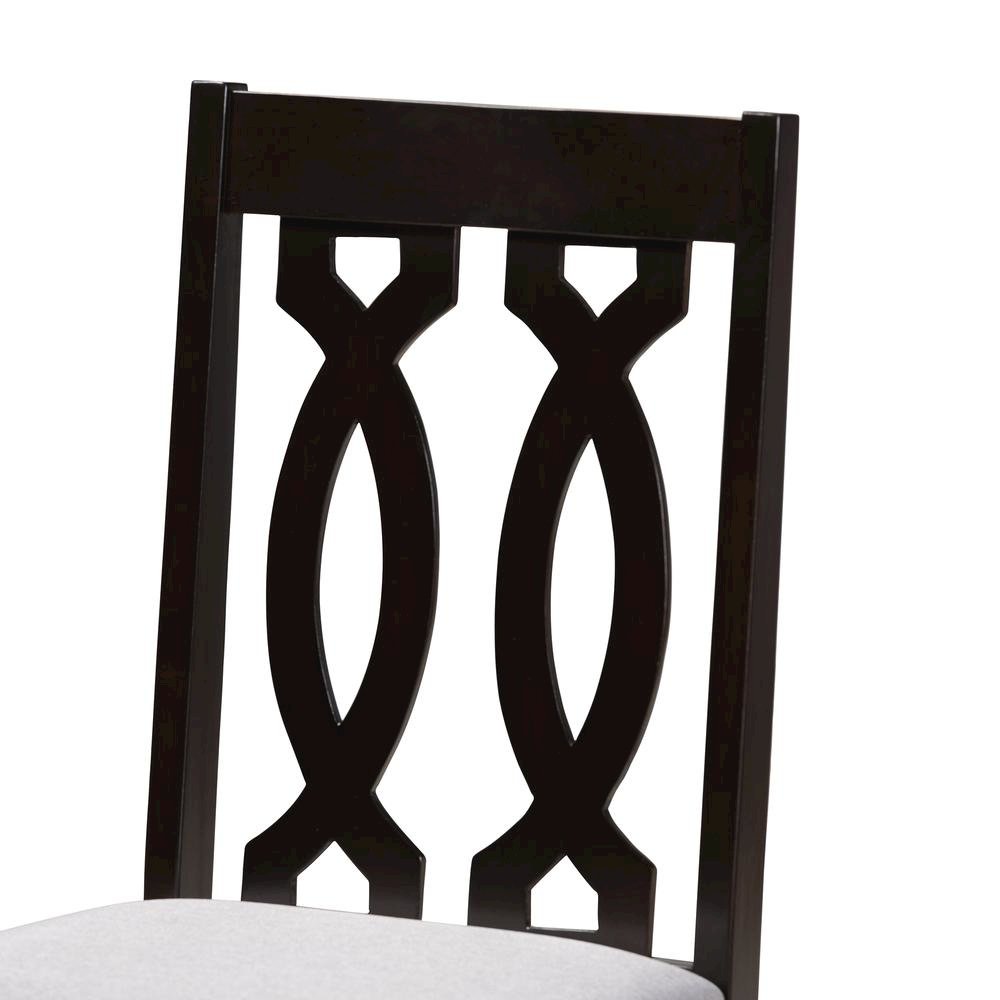Grey Fabric Upholstered Espresso Brown Finished 5-Piece Wood Dining Set. Picture 11